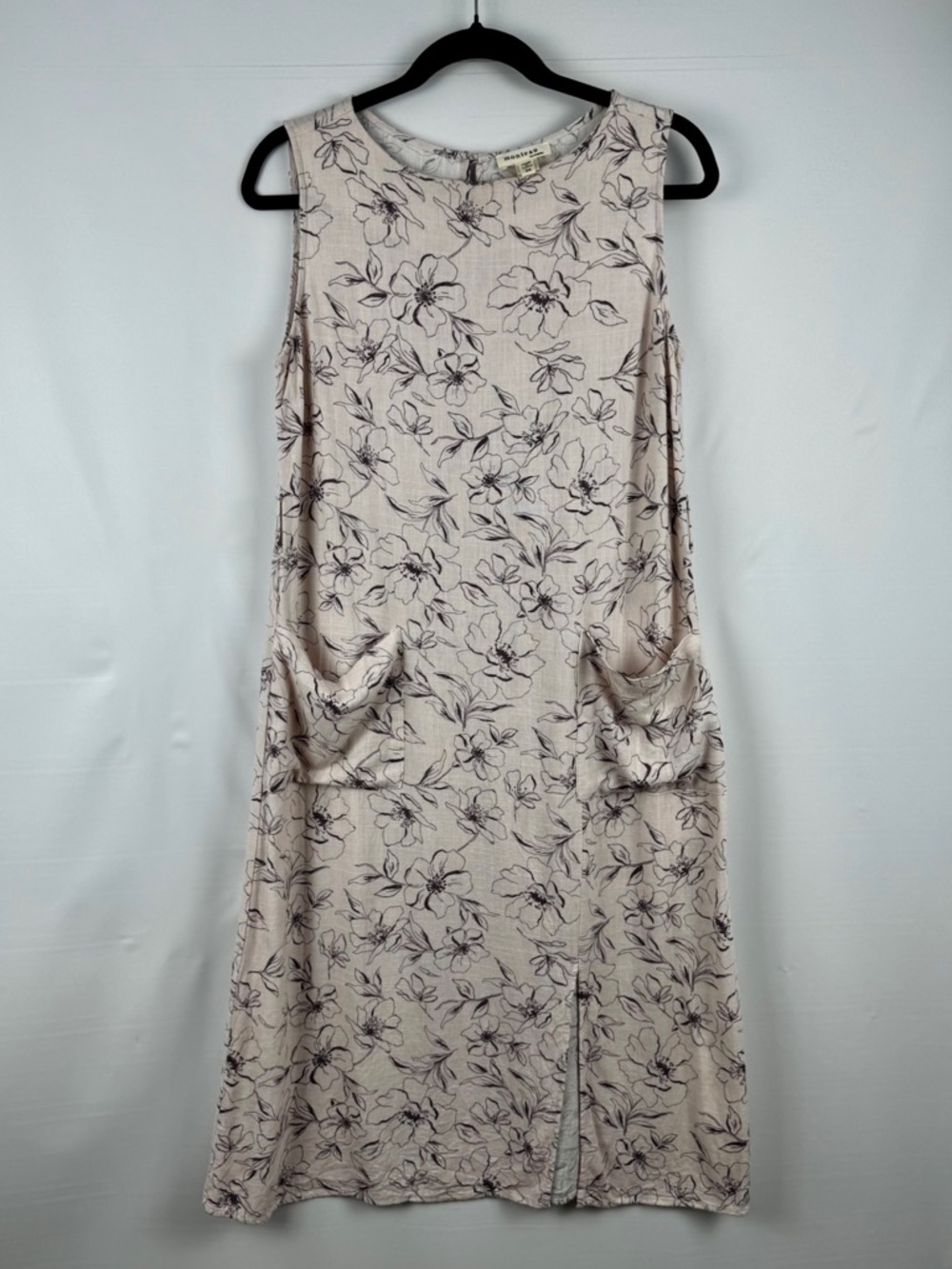 Women’s Blush Floral Linen Midi Shift Dress